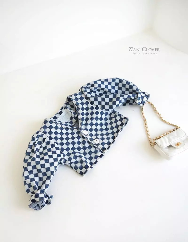 Zan Clover - Korean Children Fashion - #minifashionista - Checker Denim Jacket - 11
