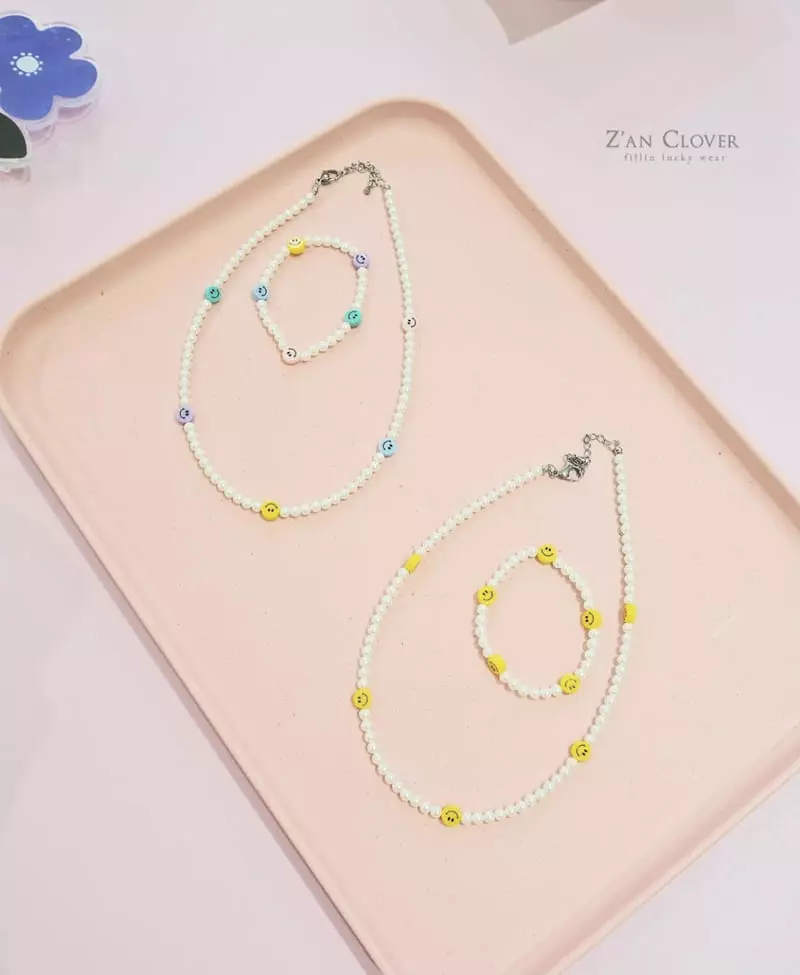 Zan Clover - Korean Children Fashion - #minifashionista - Pearl Necklace Bracelet Set
