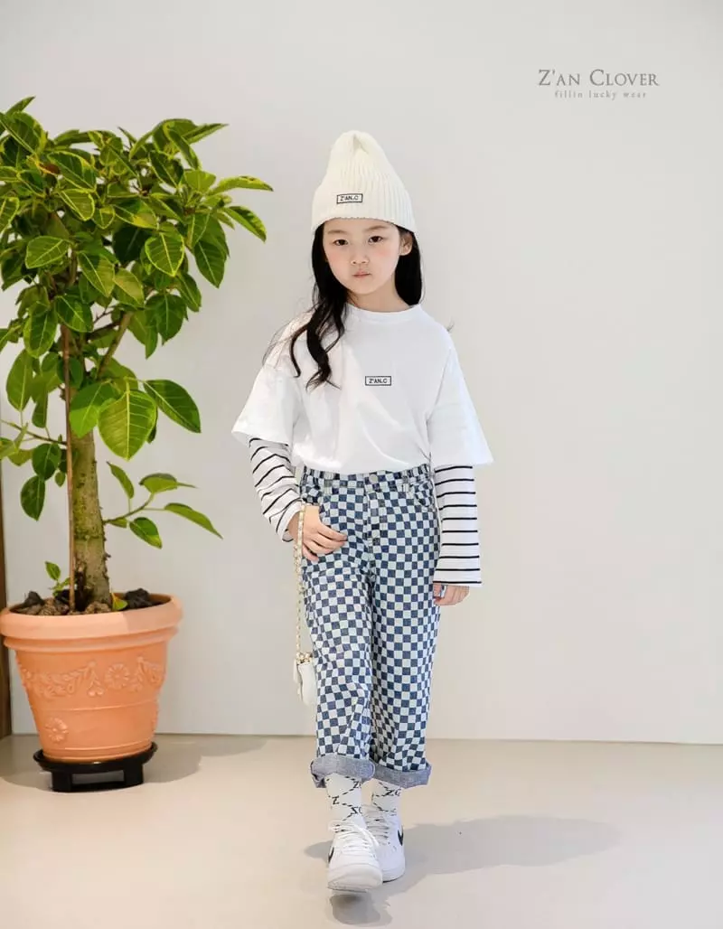 Zan Clover - Korean Children Fashion - #prettylittlegirls - Checker Jeans - 3