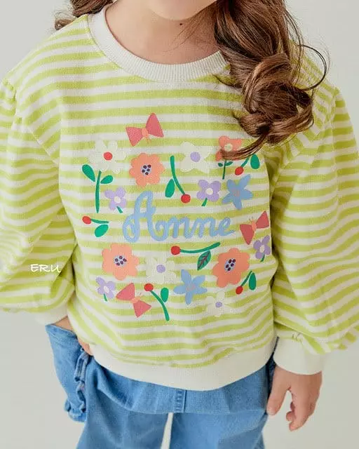 e.ru - Korean Children Fashion - #discoveringself - Stripes Flower Tee - 2