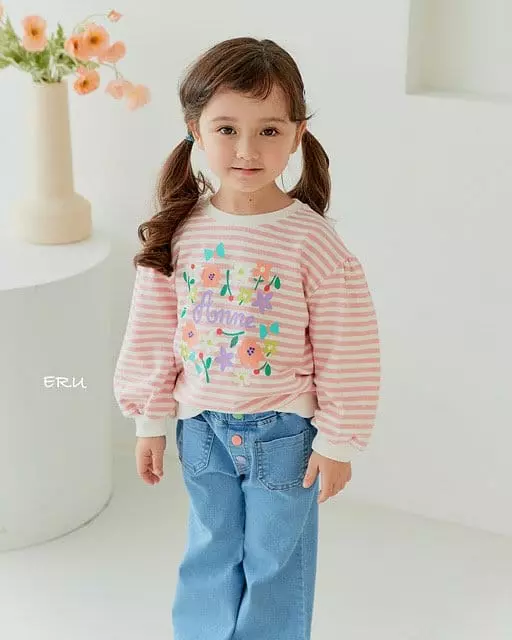 e.ru - Korean Children Fashion - #fashionkids - Stripes Flower Tee - 3