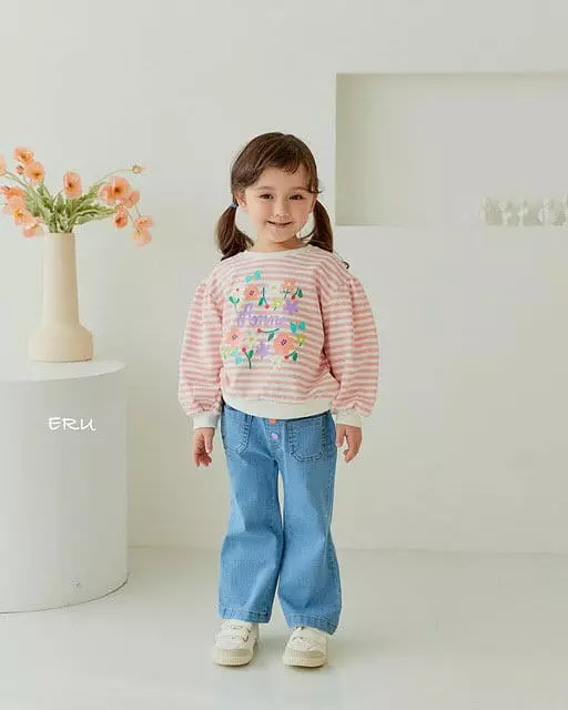e.ru - Korean Children Fashion - #kidsstore - Stripes Flower Tee - 5