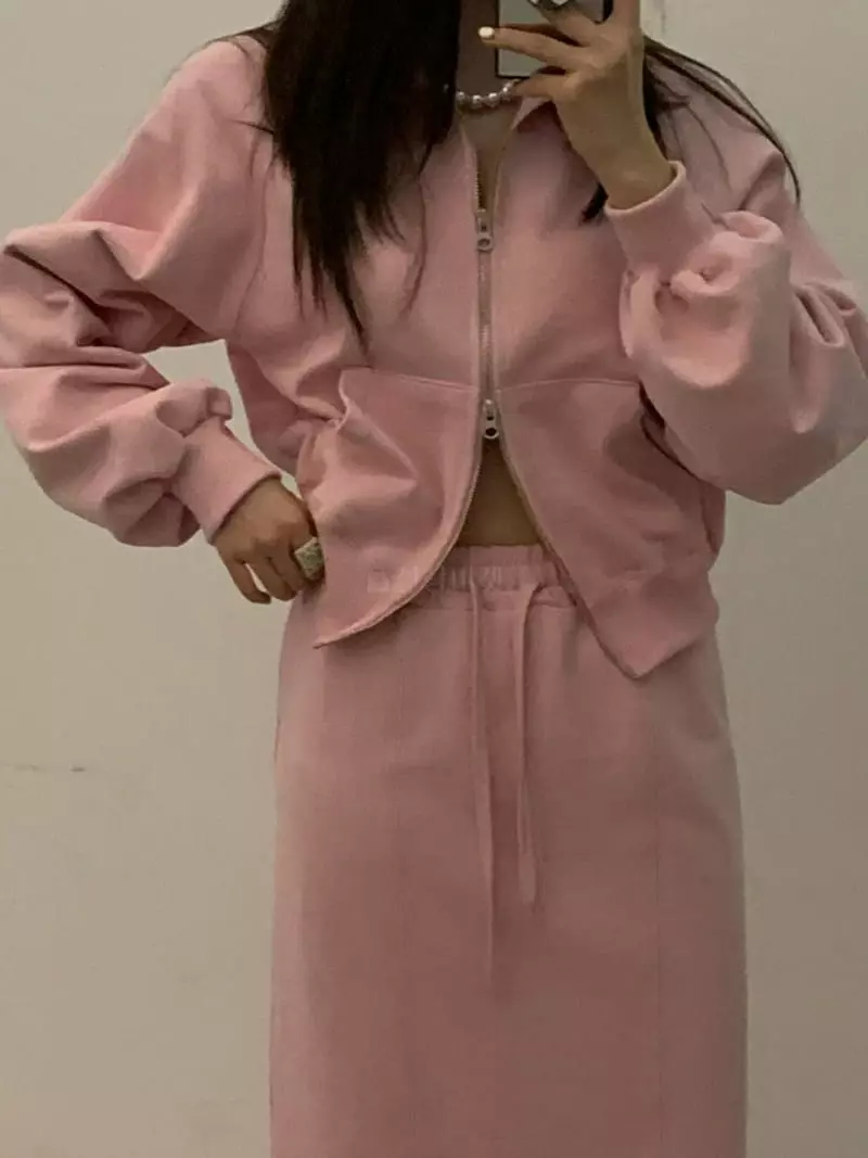 140 Avenue - Korean Women Fashion - #momslook - High Neck To Way Zip-up Sweatshirt - 2