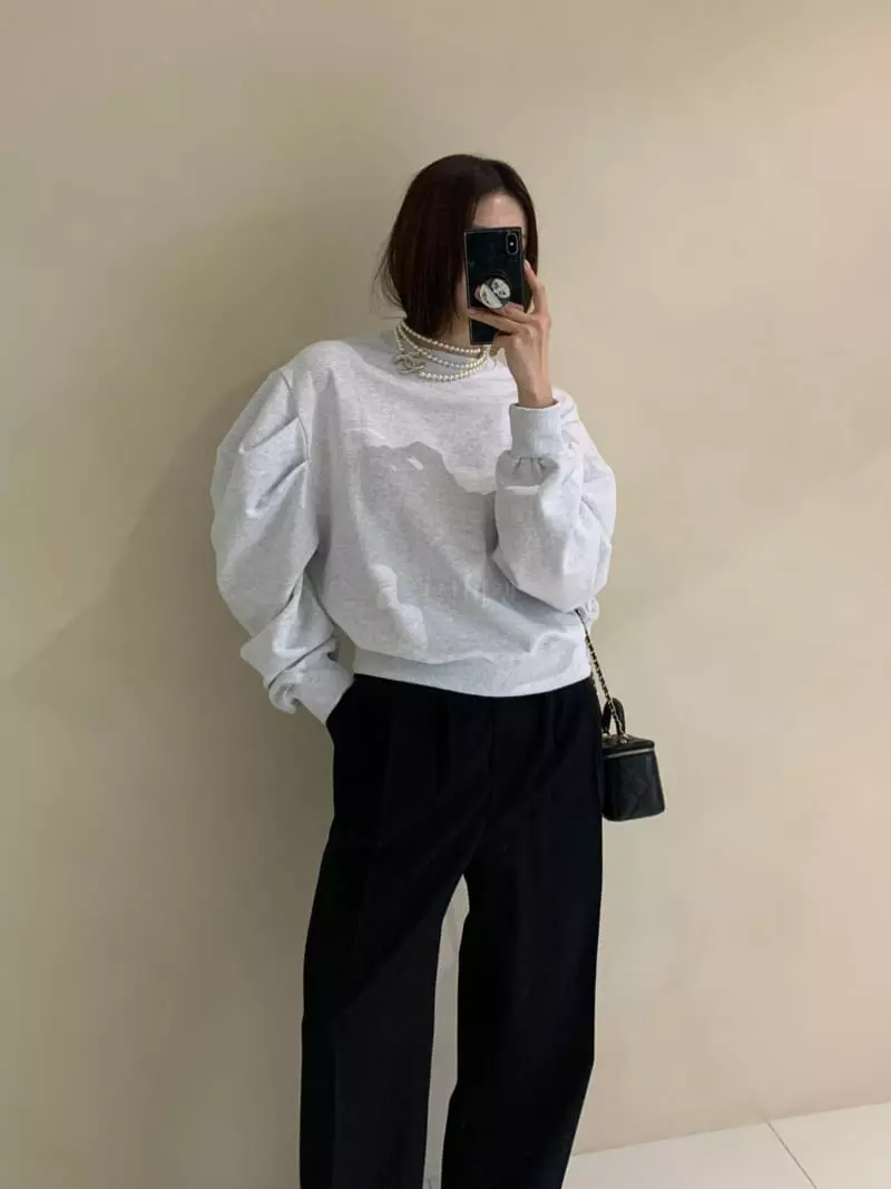 140 Avenue - Korean Women Fashion - #womensfashion - Puff Wrinkle Sweatshirt - 3