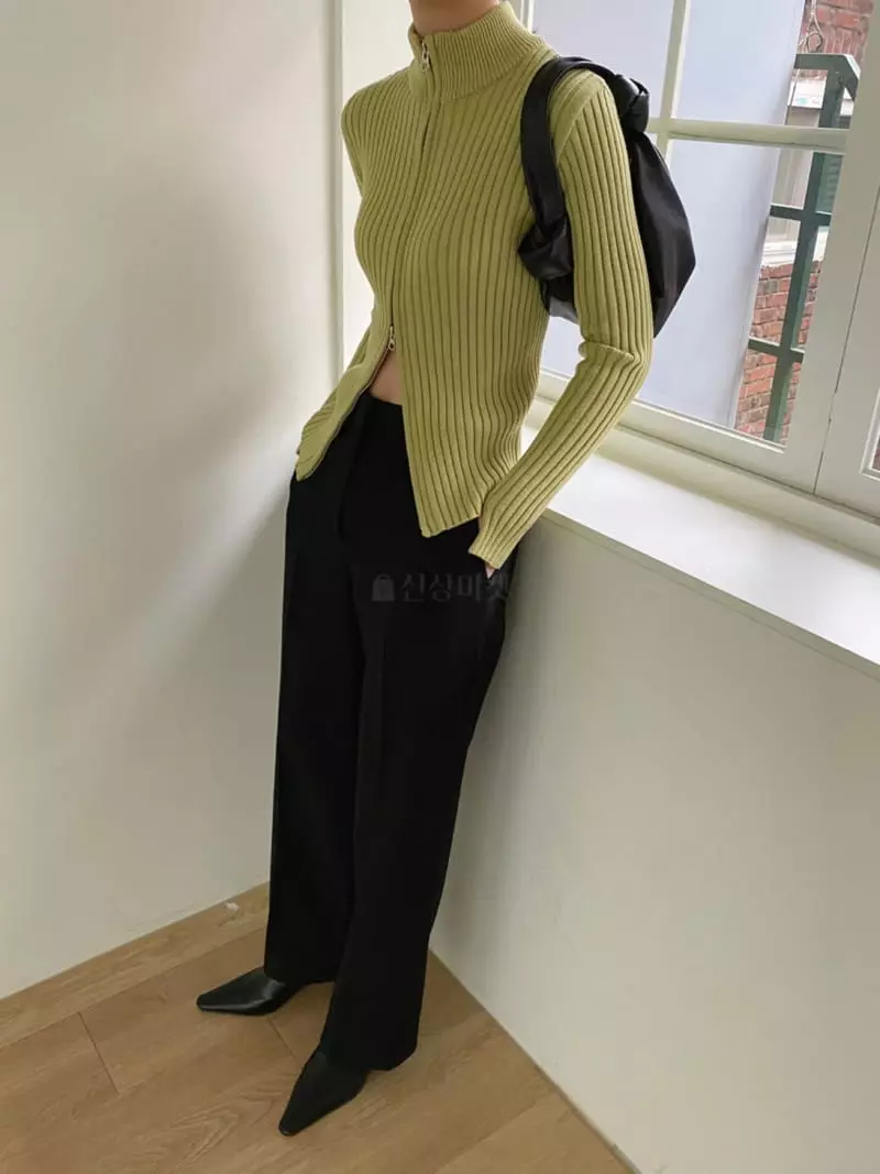 3.Another - Korean Women Fashion - #shopsmall - Rib Zip-Up Knit