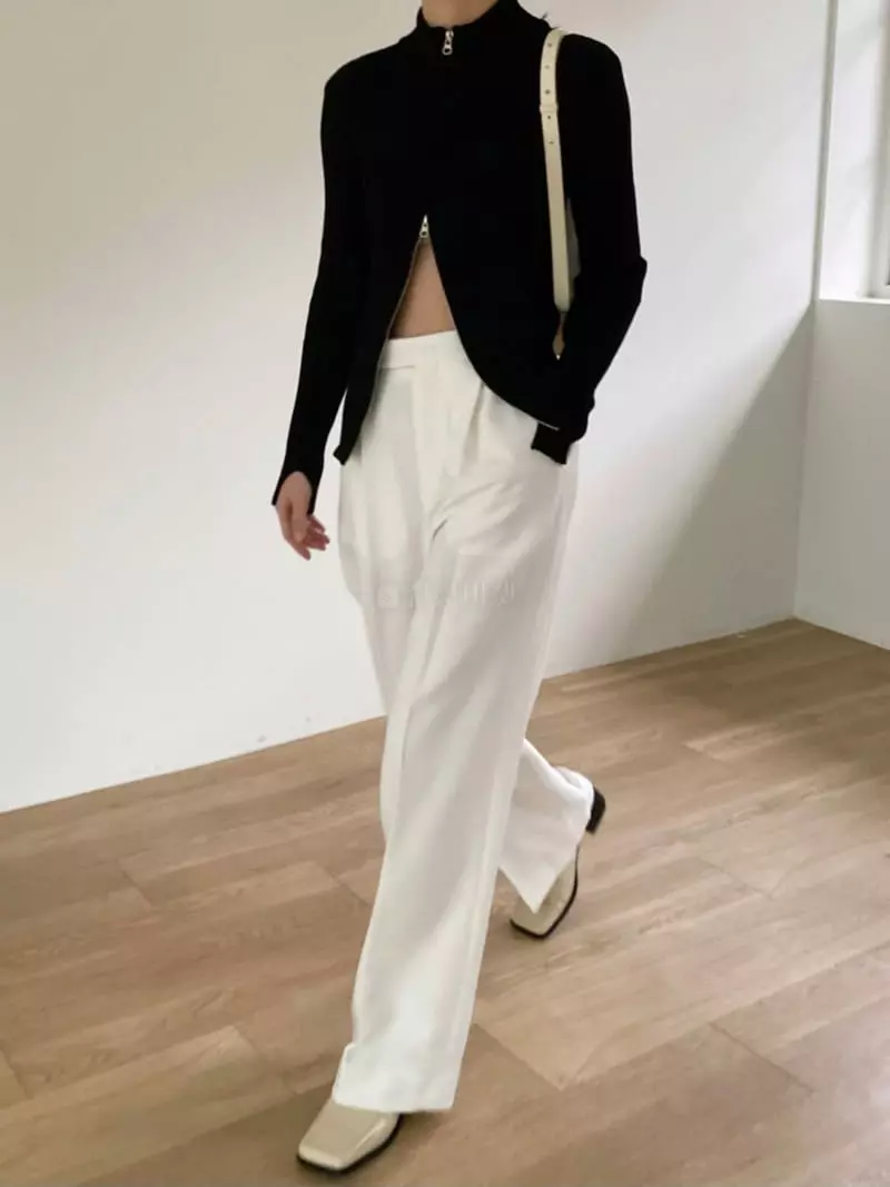 3.Another - Korean Women Fashion - #thelittlethings - Rib Zip-Up Knit - 3