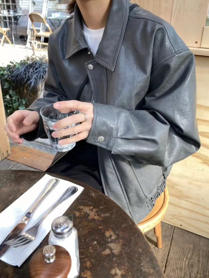 3.Another - Korean Women Fashion - #vintageinspired - Leather Pocket Jacket