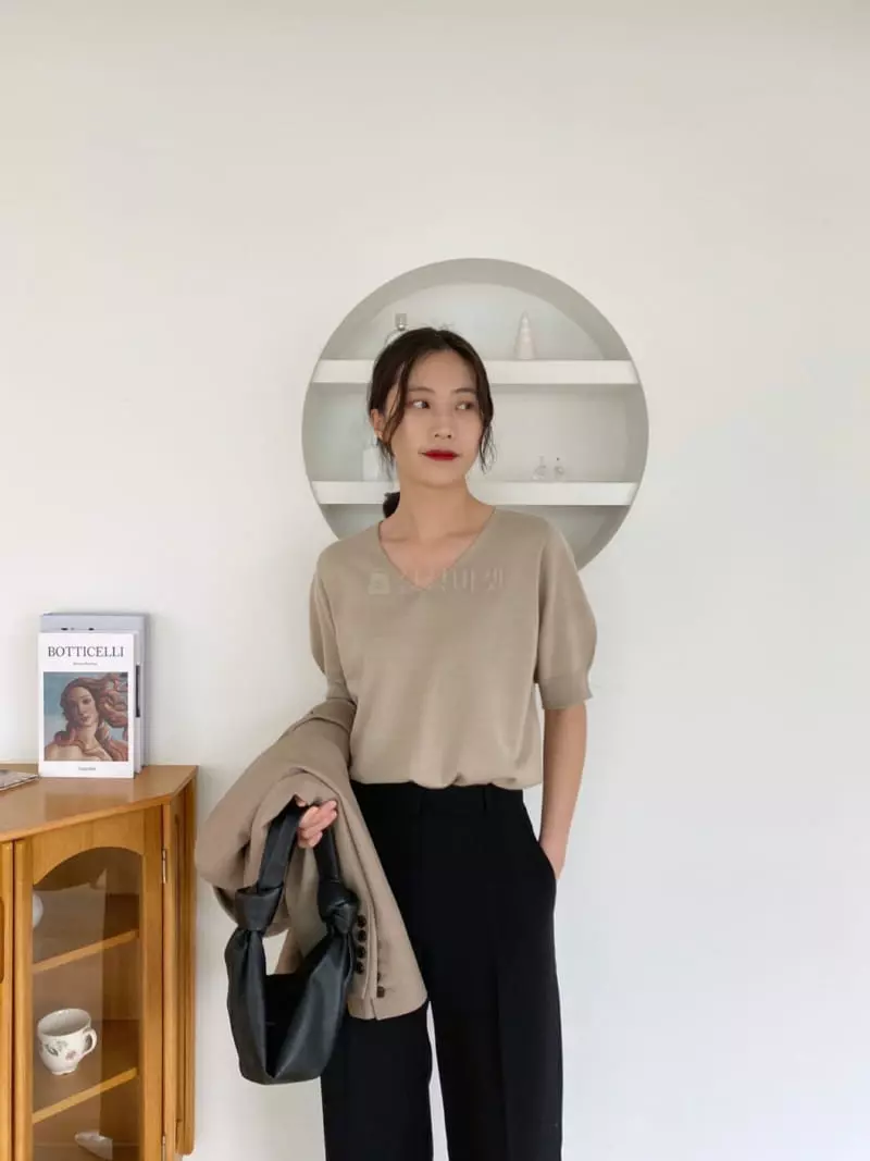 3.Another - Korean Women Fashion - #womensfashion - V-Holga Knit Tee