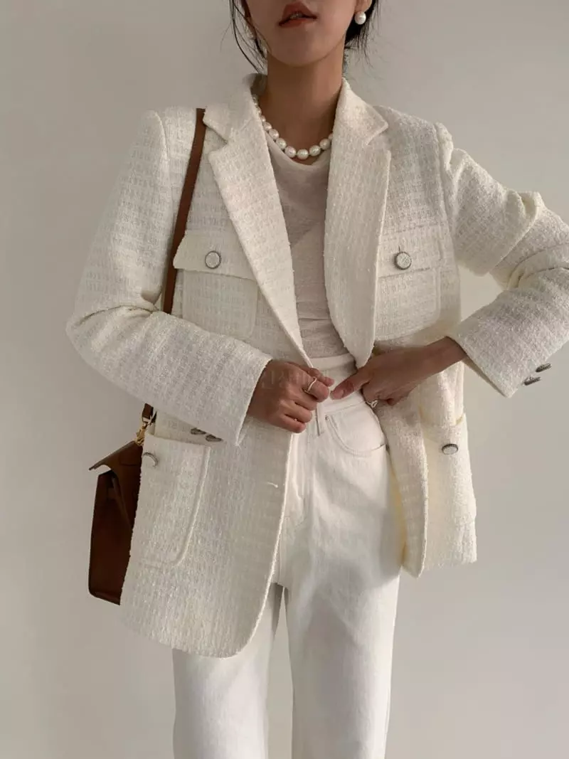 3Rooms - Korean Women Fashion - #momslook - Blan Tweed Jacket - 2