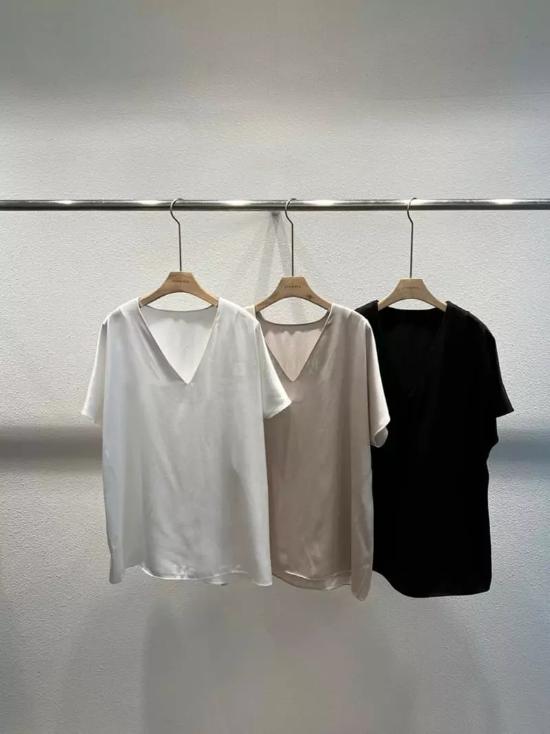 3Rooms - Korean Women Fashion - #momslook - V-neck Silky Blouse - 4