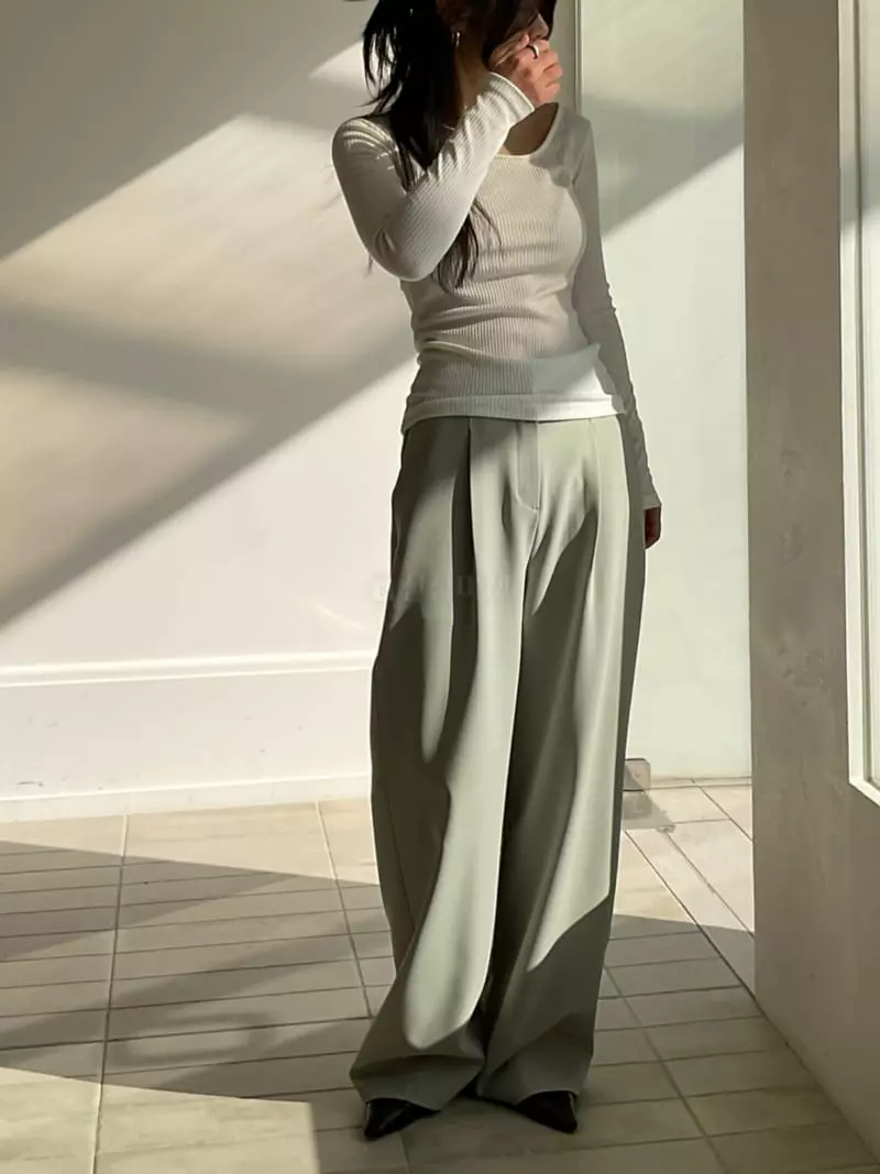 A Point - Korean Women Fashion - #womensfashion - Unbal Neck Tee - 4