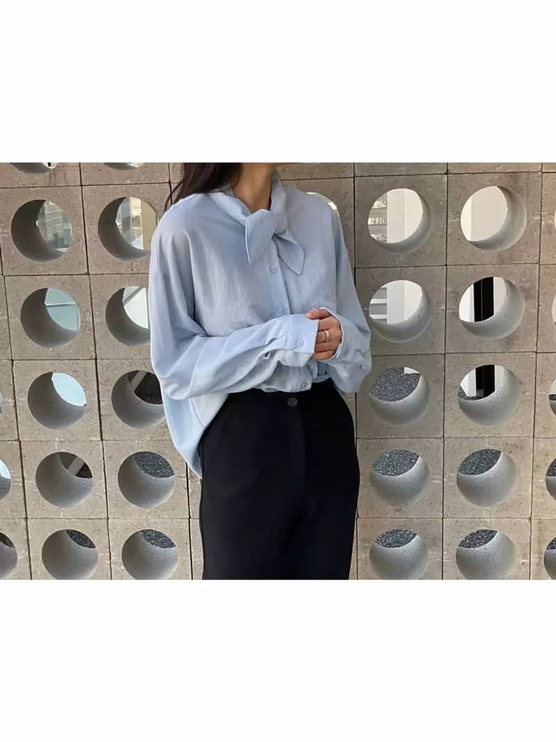 A Point - Korean Women Fashion - #momslook - Ribbon Blouse - 2