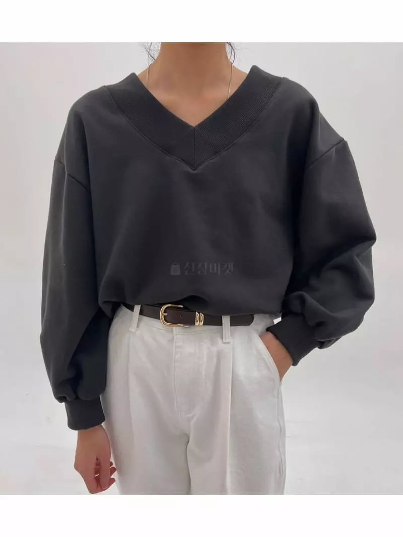 A Point - Korean Women Fashion - #momslook - V Sweatshirt - 3