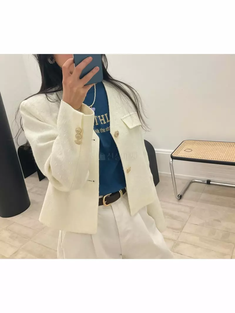 A Point - Korean Women Fashion - #womensfashion - Tweed Jacket - 2