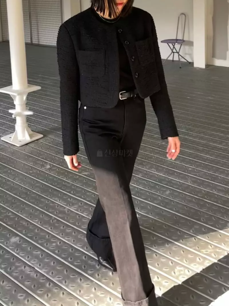 Acme - Korean Women Fashion - #womensfashion - Crop Tweed Jacket - 2