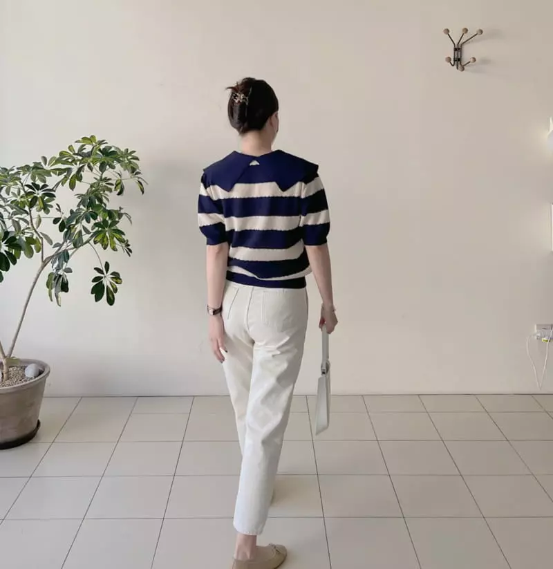 Afterglow - Korean Women Fashion - #momslook - Big Collar Knit Tee - 6