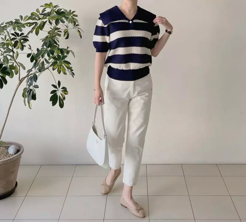 Afterglow - Korean Women Fashion - #momslook - Big Collar Knit Tee - 7