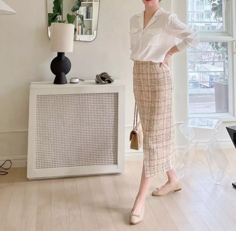 Afterglow - Korean Women Fashion - #momslook - Shine Tweed Skirt - 3