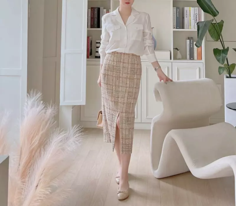 Afterglow - Korean Women Fashion - #momslook - Shine Tweed Skirt - 5