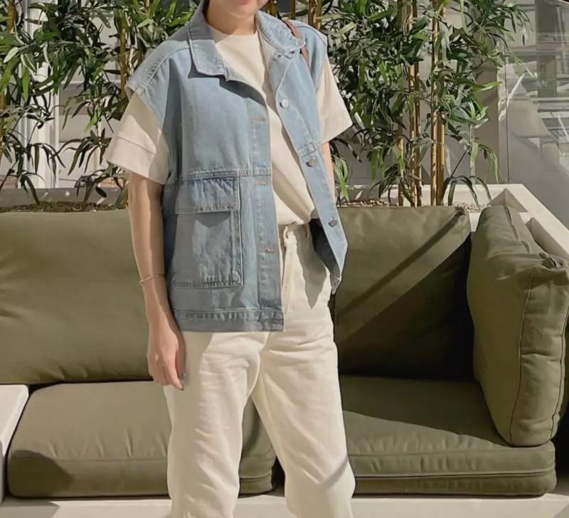 Afterglow - Korean Women Fashion - #restrostyle - 415 Denim Vest - 3
