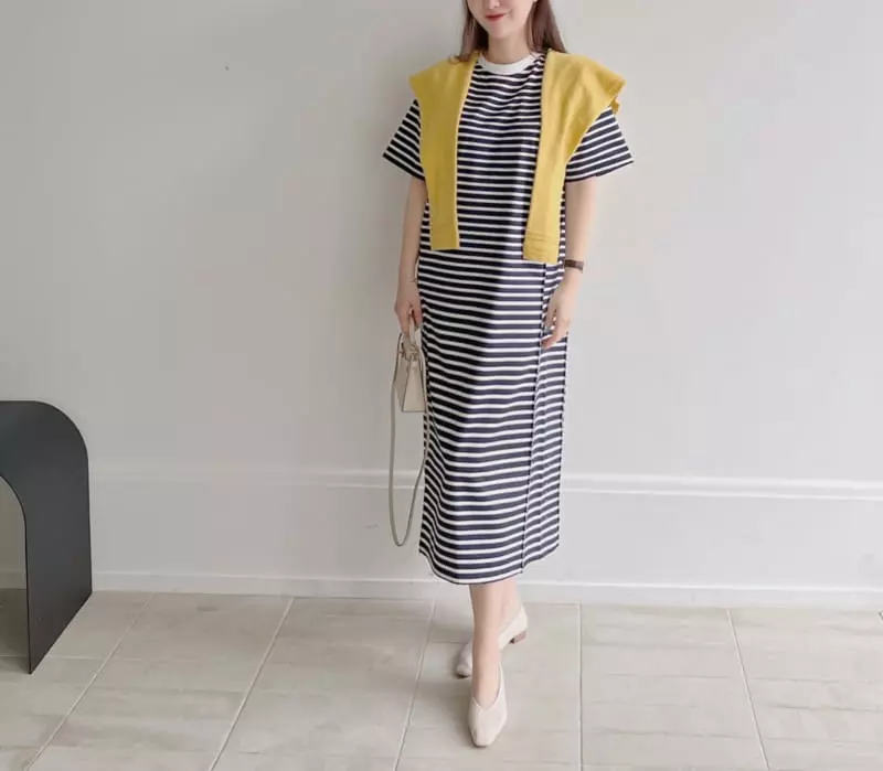 Afterglow - Korean Women Fashion - #shopsmall - Stripe Pintuck One-piece