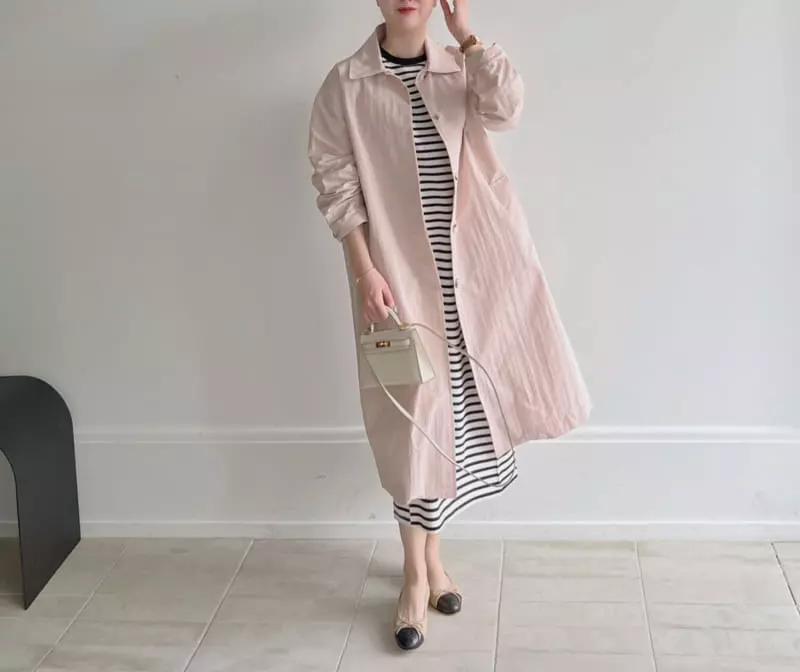 Afterglow - Korean Women Fashion - #thatsdarling - Stripe Pintuck One-piece - 2