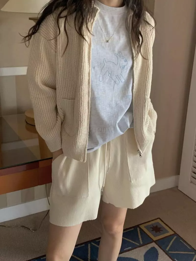 And Floyd - Korean Women Fashion - #momslook - Spring Zip-up Knit Tee