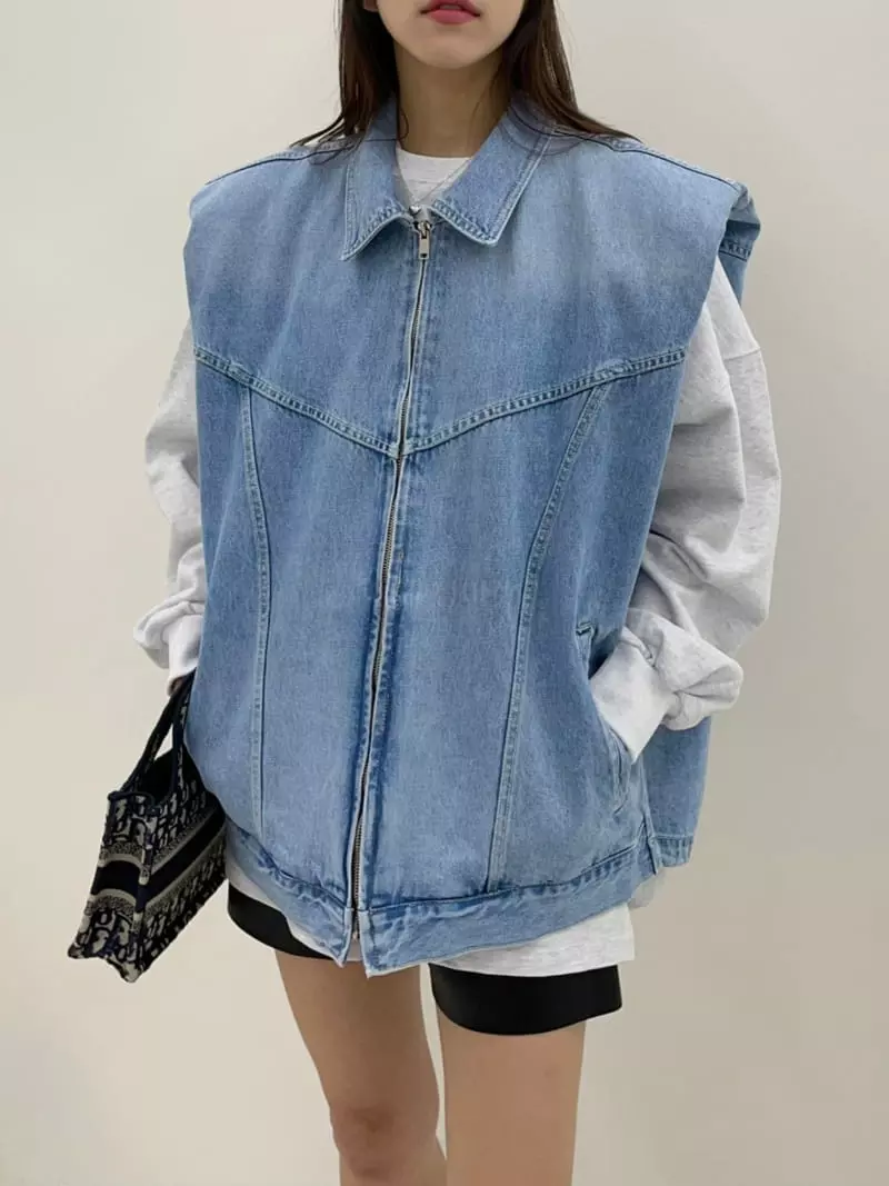 Another.J - Korean Women Fashion - #momslook - Redo Vest Denim Jacket - 2