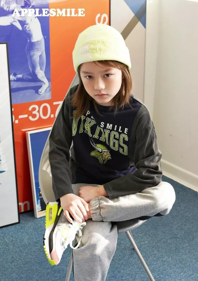 Apple Smile - Korean Children Fashion - #designkidswear - Slit Tee - 3