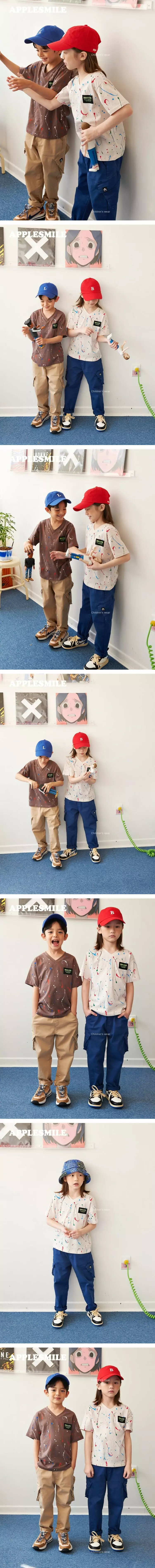 Apple Smile - Korean Children Fashion - #fashionkids - Painting Short Sleeves Tee