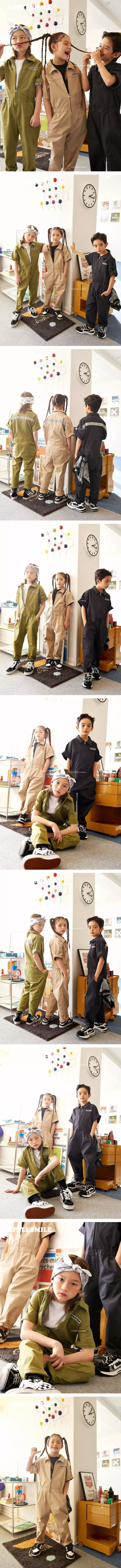 Apple Smile - Korean Children Fashion - #stylishchildhood - Short Sleeves Jumpsuit