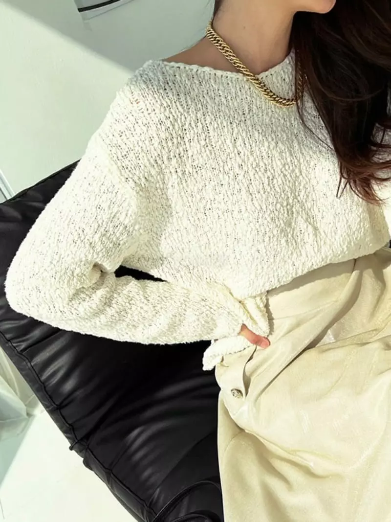 Artisover - Korean Women Fashion - #momslook - Cotton Round Knit Tee - 2