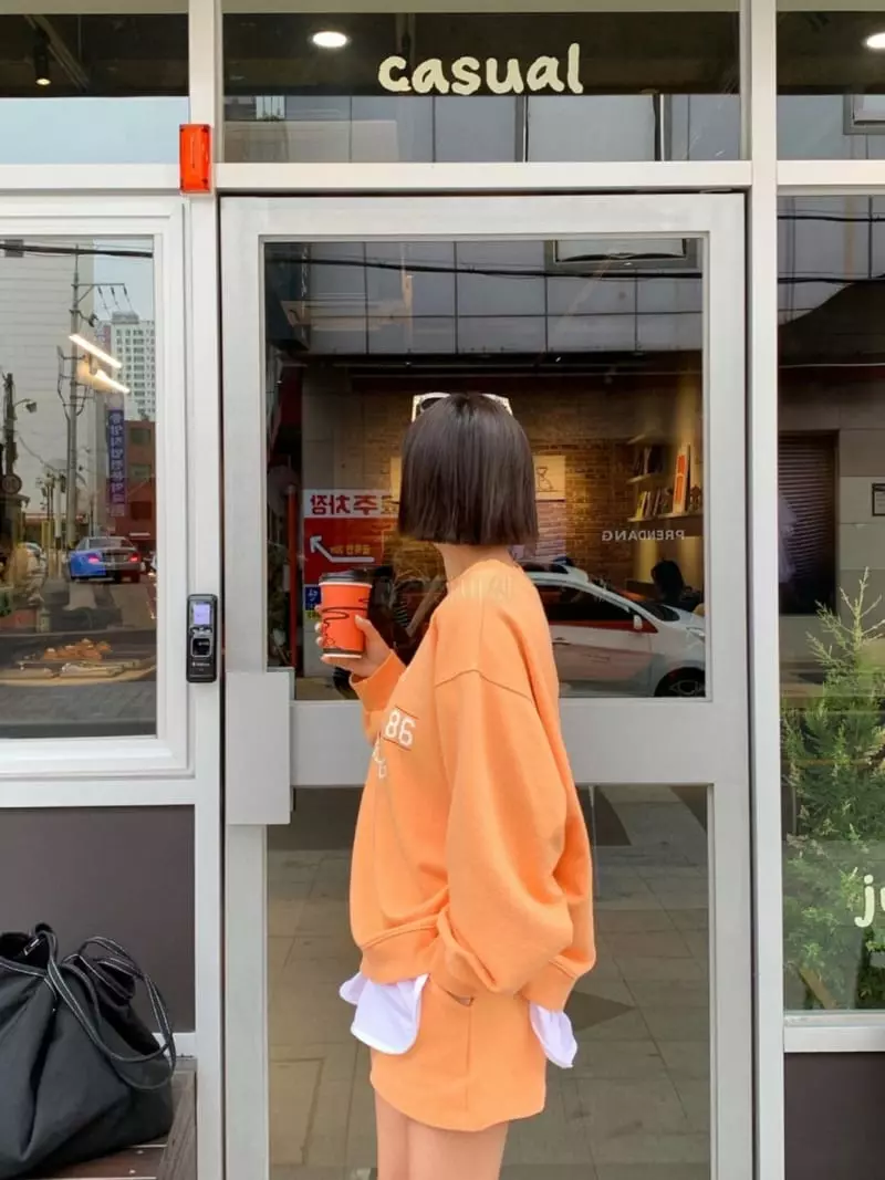 Artisover - Korean Women Fashion - #momslook - LA Sweatshirt Top Bottom Set - 3