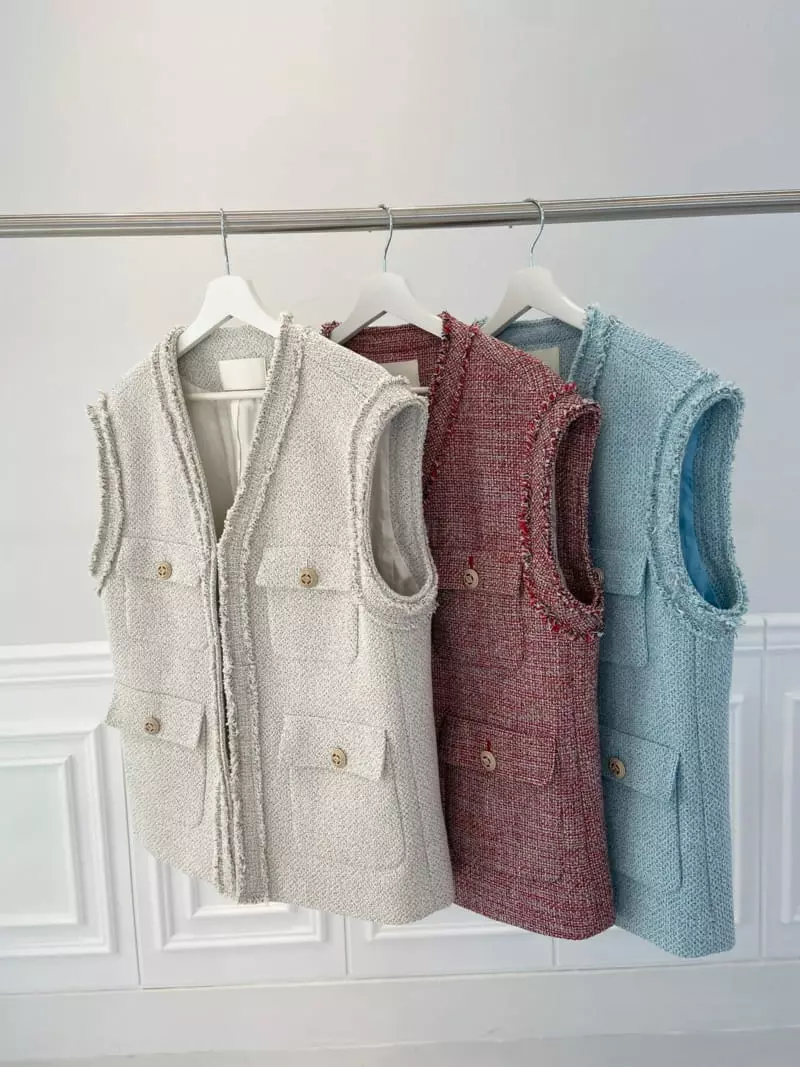Artisover - Korean Women Fashion - #womensfashion - Jaclent Tweed Vest Jacket - 4