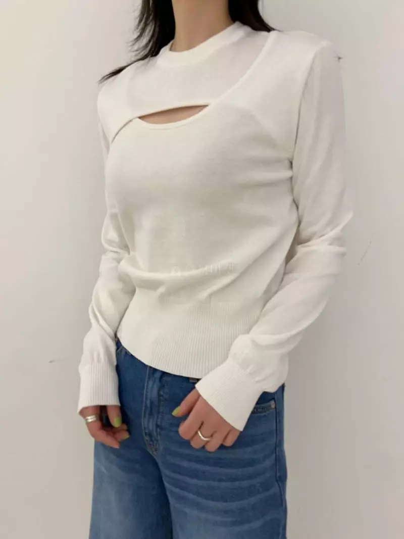 Artisover - Korean Women Fashion - #momslook - Cotton Layered Knit Tee - 3