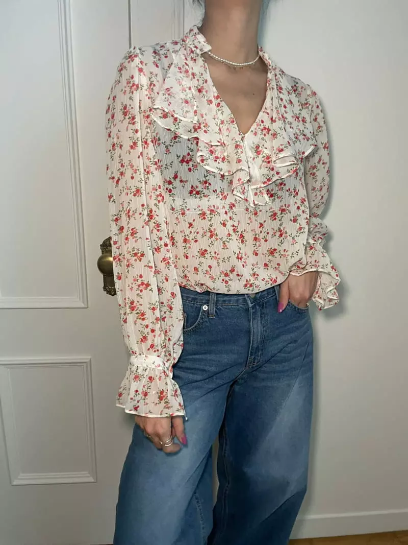 Artisover - Korean Women Fashion - #thatsdarling - Flower Mone Blouse