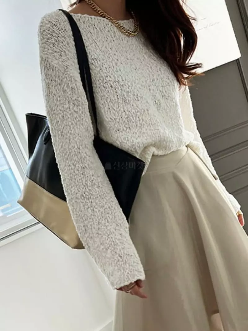 Artisover - Korean Women Fashion - #womensfashion - Cotton Round Knit Tee