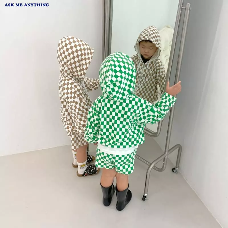Ask Me Anything - Korean Children Fashion - #discoveringself - Checker Hoody Zip-up - 3