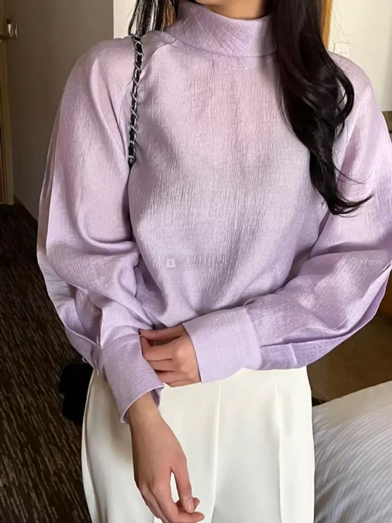 Atthismoment - Korean Women Fashion - #shopsmall - High Neck Blouse - 3