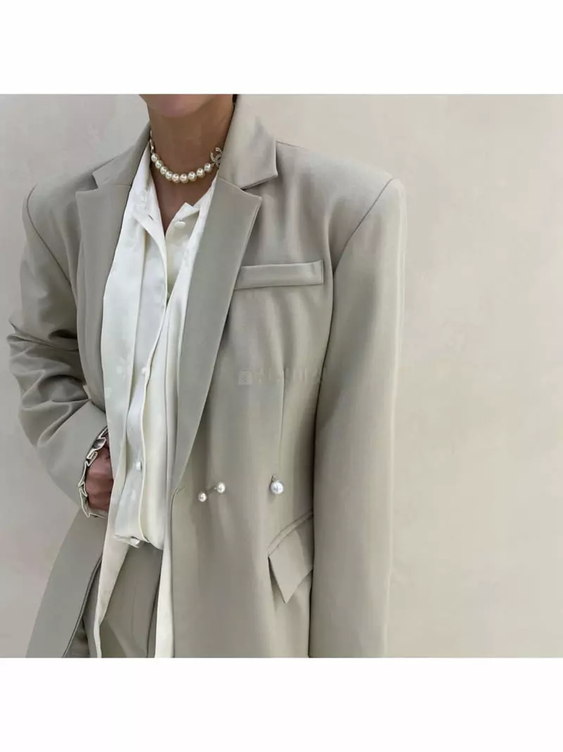 Auver_fit - Korean Women Fashion - #momslook - Pearl Pin Line Jacket