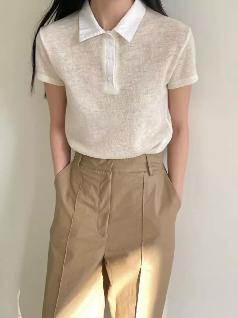 Avecnous - Korean Women Fashion - #vintagekidsstyle - Bucket Wool Collar Tee