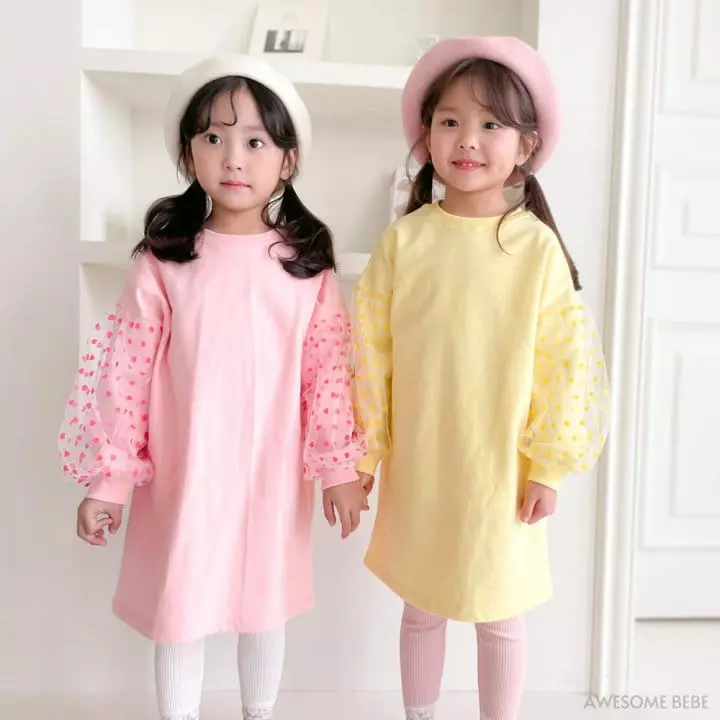 Awesome Bebe - Korean Children Fashion - #prettylittlegirls - Heart Mesh One-piece - 4