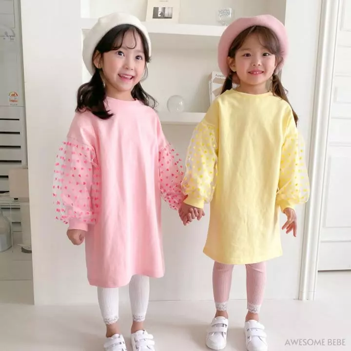 Awesome Bebe - Korean Children Fashion - #prettylittlegirls - Heart Mesh One-piece - 3