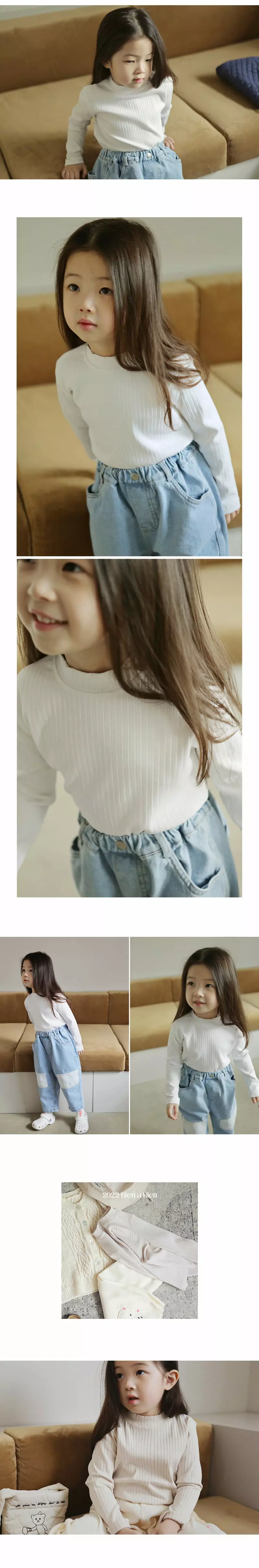 BIEN A BIEN - Korean Children Fashion Brand - #Kfashion4kids - Cream Mock Neck Tee - 2