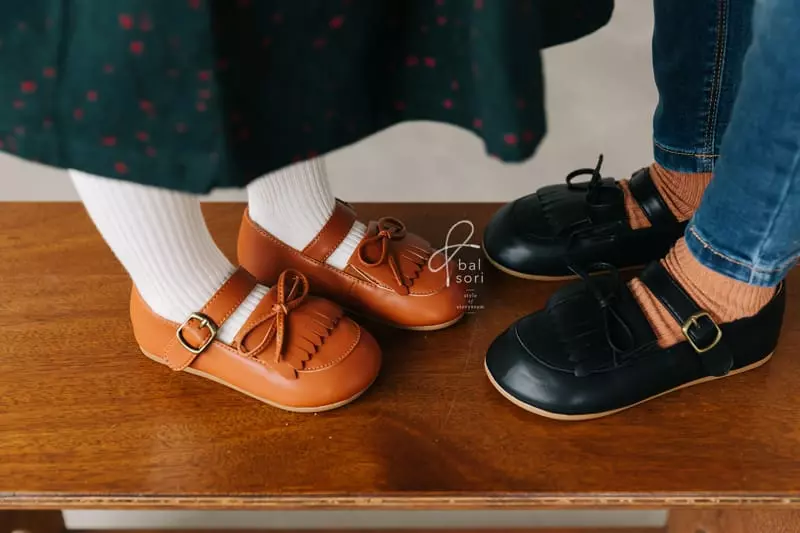 BabyZzam - Korean Children Fashion - #kidsstore - Mustache Ribbon Loafer - 9