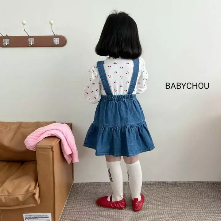 Babychou - Korean Children Fashion - #Kfashion4kids - Denim Cancan One-piece - 6