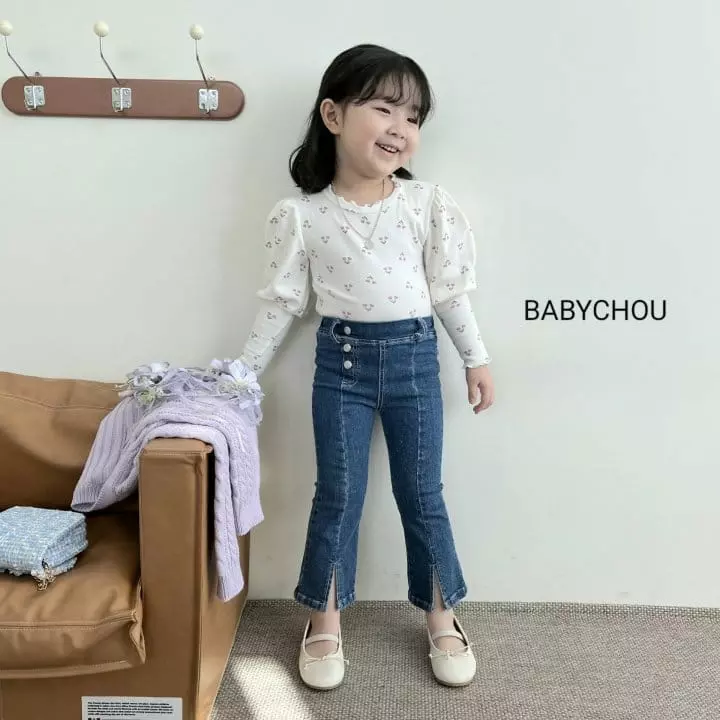 Babychou - Korean Children Fashion - #childofig - Hear Flower Tee - 2