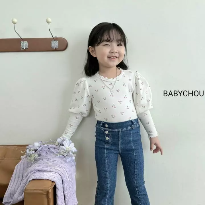 Babychou - Korean Children Fashion - #designkidswear - Hear Flower Tee - 5