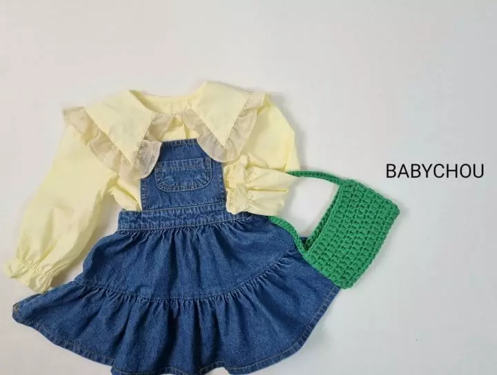 Babychou - Korean Children Fashion - #fashionkids - Denim Cancan One-piece - 2