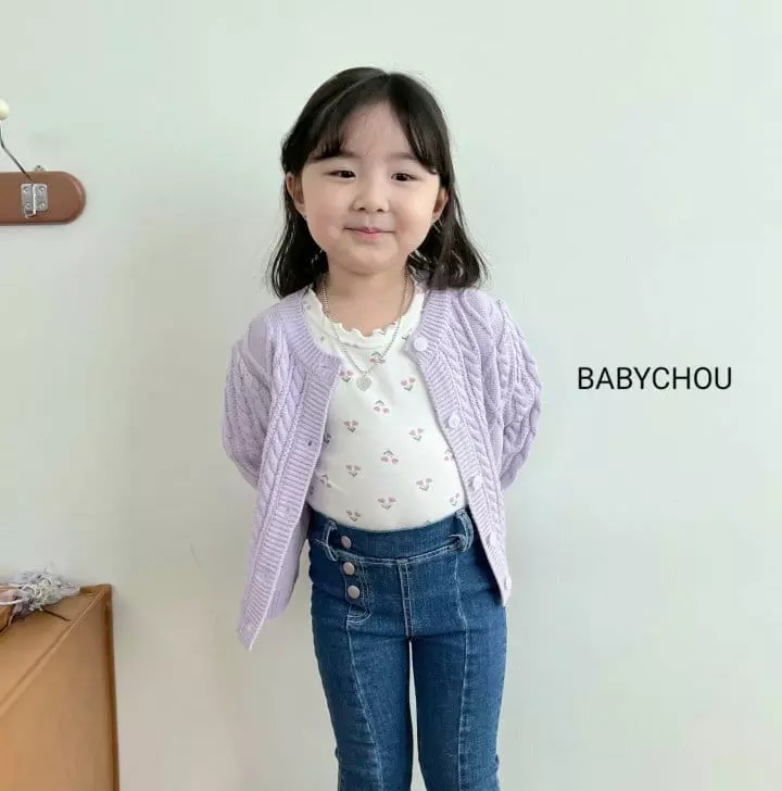 Babychou - Korean Children Fashion - #kidsshorts - Hear Flower Tee - 8